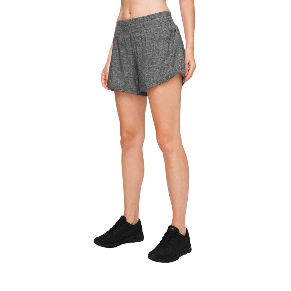 Lululemon Women’s Track That Shorts Lined Mid Rise sz 14 Gray Space Dye - Picture 3 of 11